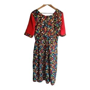 Vintage, retro multi color dress Anningtex waxed cotton